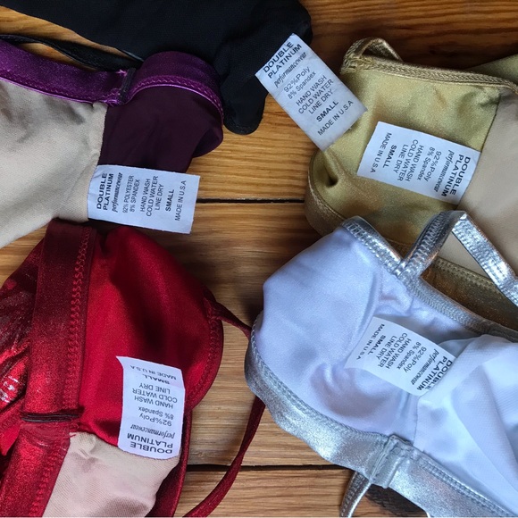 Double Platinum Performance Wear Sequin Gold Silver Red Black Purple Bra NWOT YL - Picture 5 of 8